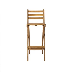 Chaise de bar pliante moderne en acacia, robuste, avec dossier haut, design peu encombrant, mobilier d'extérieur écologique pour les bars de cuisine - Product Image 2