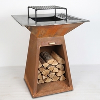 Nouveautés 2026 : Plancha en acier facilement assemblable, foyer extérieur effet rouillé avec gril barbecue pour fêtes de famille