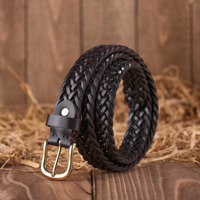 Ceinture en cuir de vachette tressé à la main WIZNEERK, vintage, en alliage, unisexe, légère, durable, accessoire polyvalent pour jeans et robes