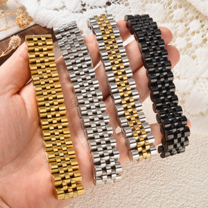 สายนาฬิกาข้อมือแฟชั่น ชุบทอง 18k ชุบเงิน ดีไซน์หรูหรา สำหรับผู้หญิงและผู้ชาย - Product Image 4