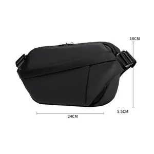 उच्च गुणवत्ता वाले कस्टम लोगो काले पानी प्रतिरोधी ऑक्सफोर्ड वापस पैक Crossbody छाती कंधे बैग पुरुषों आउटडोर यात्रा गोफन बैग