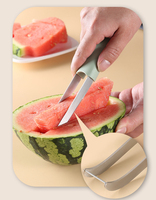 3-in-1 roestvrijstalen fruit- en groentemes, fruit snijset, watermeloen snijder