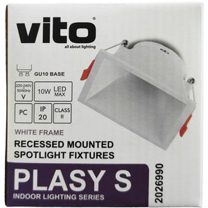 Square Recessed Spotlight Holder 83x83mm White For GU10 <b>Downlights</b> - Product Image 2