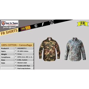 Chemise de travail décontractée pour homme, résistante aux flammes, camouflage FR, 100% coton, légère et respirante - Product Image 4