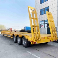 Heavy Duty 60 tonnes/80 tonnes/100 tonnes Lowboy excavateur semi-remorque à plat avec échelle hydraulique pour le transport de machines