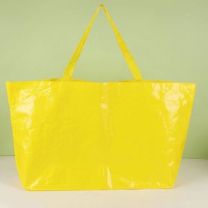 Custom Logo Woven <b>Plastic</b> Reusable Grocery <b>Tote</b> Bag Durable Shopping With Handles Foldable Storage Bags for Groceries - Product Image 1