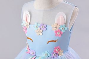 Vestido de Unicornio para Niña con Apliques de Tul y Diadema, Estilo Elegante para Fiestas - Product Image 4