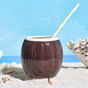 Personalizado Piña Colada Coco Shell Tiki Taza Cerámica Tiki Cerveza Cóctel Taza Personalizada Para Bar Para Alcohol - Product Image 1