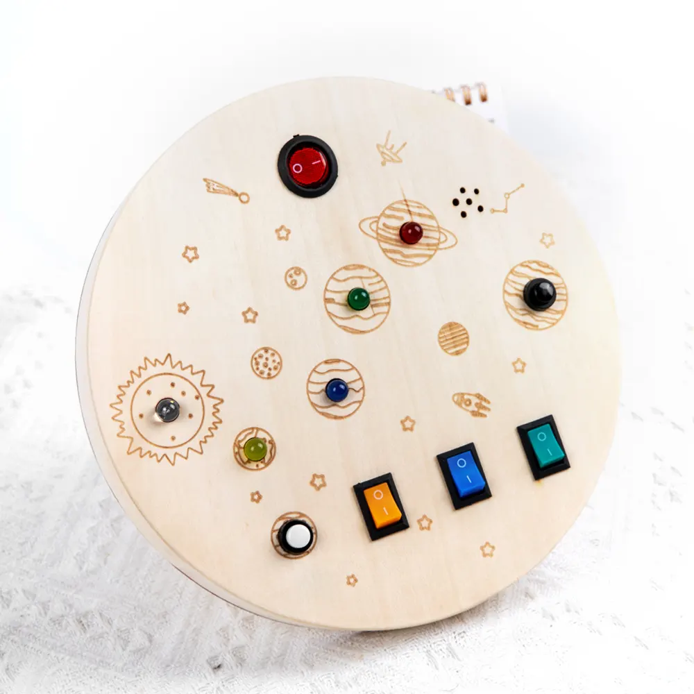 LED Light Switch Busy Board Montessori Toy Buttonity Busy Board Kids Wooden Control Panel Kids Toy