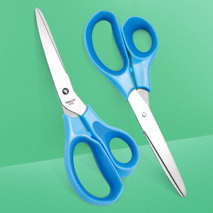 Tijeras de Oficina de Acero Inoxidable Azules de 8 Pulgadas con Punta Recta para Uso Doméstico y Estudiantil - Product Image 1