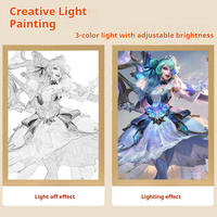 Panel de Luz LED de Anime, Lámpara Nocturna Acrílica, Arte LED de Anime, Alimentación por USB, Decoración para Escritorio de Juegos, Tamaño A5