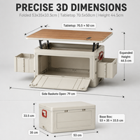 Boîte de rangement pliable en plastique pour cuisine de camping en plein air avec table