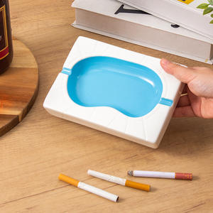 Cenicero de Cerámica Creativo, Rectangular, Blanco y Azul, Duradero, para Oficina y Hogar, Regalo Promocional, Vajilla - Product Image 4