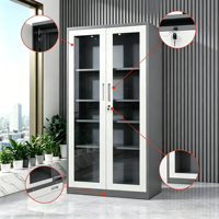Armoire de classement commerciale moderne en acier avec porte vitrée battante, pliable et convertible, pour rangement de bureau à domicile réglable