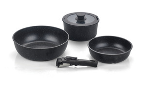 Juego de Ollas y Sartenes Antiadherentes <span class=keywords><strong>con</strong></span> Revestimiento de Granito, 3 Piezas, <span class=keywords><strong>con</strong></span> Mango Desmontable para Uso en la Cocina del Hogar, Venta al Por Mayor - Product Image 4
