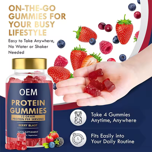 Gummies de protéines de lactosérum OEM saveur fruits rouges mélangés pour adultes, 12g de protéines par portion, sans <span class=keywords><strong>sucre</strong></span>, nutrition sportive, croissance musculaire - Product Image 3