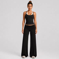 Ensembles de yoga deux-en-un avec logo personnalisé pour femmes, débardeur à double bretelles et pantalon pliable, tenues de sport et de yoga pour femmes