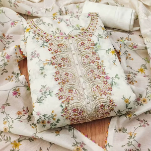 Costume Salwar Kameez de mode ethnique indienne et pakistanaise pour adultes, matière de robe en géorgette pour mariage, fête, traditionnel musulman - Product Image 1