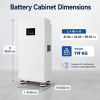 Batterie solaire verticale 16 kWh LiFePO4 51,2 V 314 Ah avec roues et écran LCD 4,3 pouces pour système de stockage d'énergie domestique (ESS)