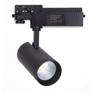 Spot LED de rail 20W, 4 fils, couleur noire, idéal pour l'éclairage intérieur et l'accentuation des espaces. - Product Image 1