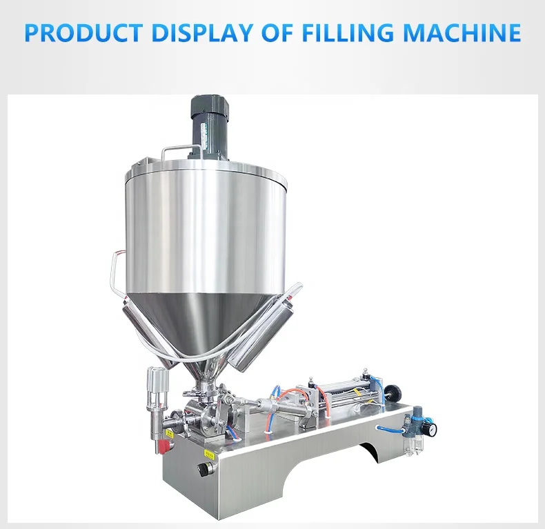 High viscosity Heating Stirring Paste Tomato Chilli Sauce Soap Peanut Butter Filler Heating Filling Machine With Mixing Hopper