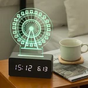 2023 Creative Gifting Auto Calendar Clock cinese Digital 3D Light Clock Display a LED digitale blu rosso verde bianco Led Clock