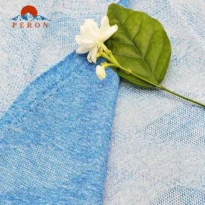 Tissu jersey jacquard polyester bleu clair 170gsm 100D, étoffe sur mesure pour vêtements de sport