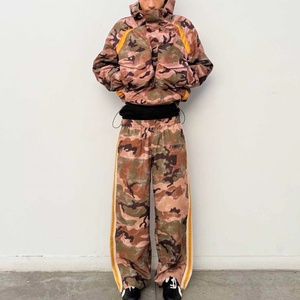 Windbreaker <b>Zip</b> <b>up</b> <b>Jacket</b> and Nylon Pants Camouflage Two Piece Jogger Set Polyester Tracksuits Custom Windbreaker Tracksuit Set - Product Image 3
