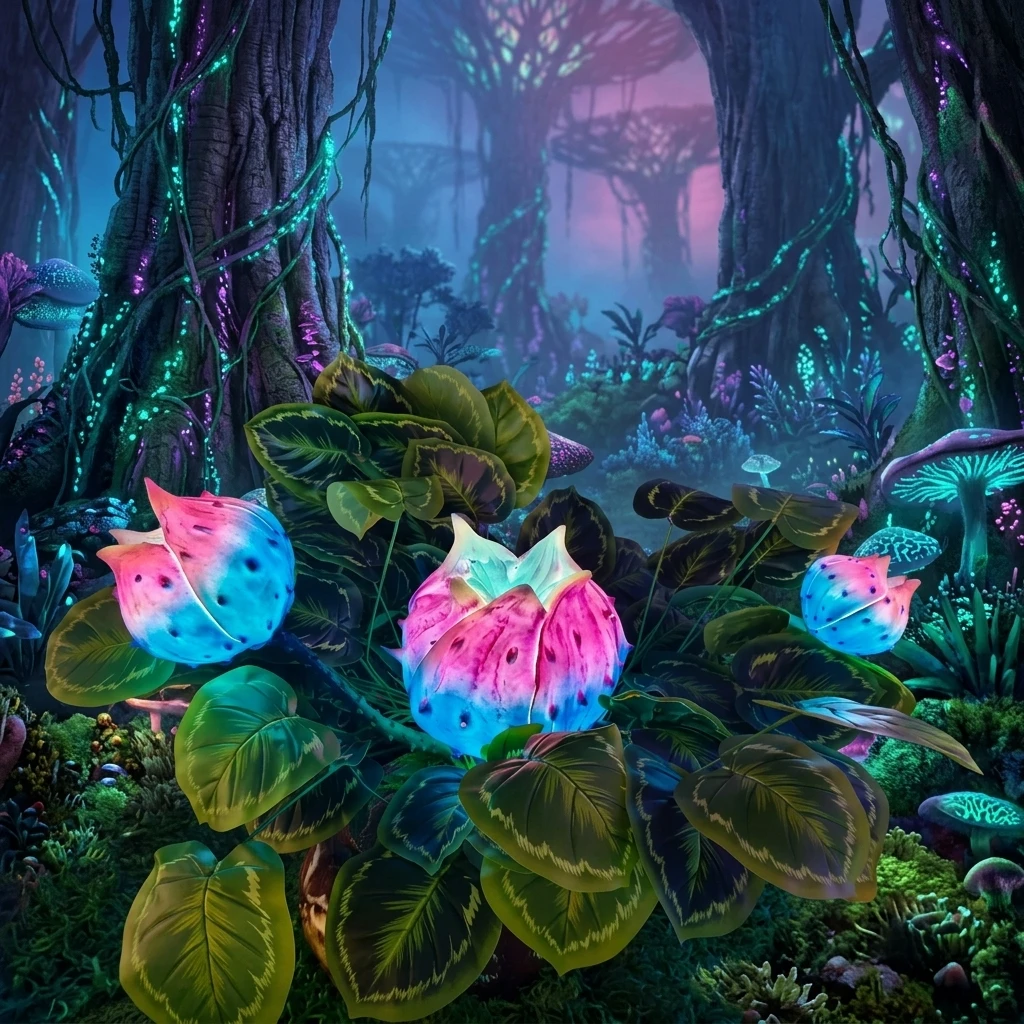 Lighted Fiberglass Carnivorous Plant Flower for Avatar Primal Forest Jungle Garden Lighting Design for Landscape Lighting Decor