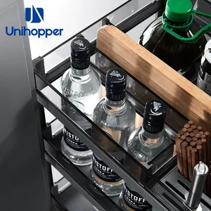 Кухонный фурнитура Unihopper, стеклянный двухслойный выдвижной ящик для специй, многофункциональная мягкая закрывающая корзина для приправ
