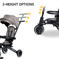 Tricycle bébé réversible 8 en 1 avec siège rotatif à 360°, poussette-tricycle pour tout-petits, voyages en plein air, OEM ODM