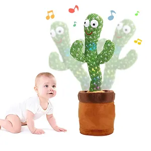 Musik Lichter Soft Stuffed Flower pot Twist ing singen Tanz Kaktus Puppe sprechen Plüschtiere