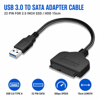 Câble adaptateur USB 3.0 vers SATA 22 broches pour disque dur SSD/HDD 2,5 pouces, convertisseur 5 Gbit/s, 15 cm, USB-A vers SATA, vente en gros
