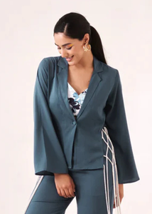 Camisa Blazer Azul para Mujer, Blusa Casual de Verano, a la Moda, Elegante, para Oficina o Trabajo - Product Image 2