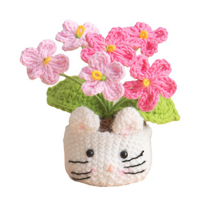 Adornos de Plantas Pequeñas Tejidas a Mano, Flores Artificiales de Ganchillo, Tulipán, Girasol, Decoración de Escritorio, Regalo - Product Image 5
