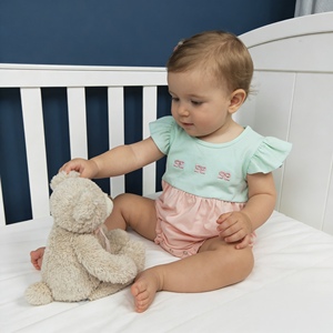 GSD3530 RTS Vestido de verano transpirable hasta la rodilla para niña, verde, rosa, a cuadros, con lazos bordados y mangas voladas, conjunto para hermanas - Product Image 3