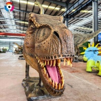 Tête de dinosaure animatronique grandeur nature pour parc d'attractions, statues de jardin grandeur nature, assemblage de niveau 8-10