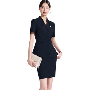 Women's Short Sleeve Suit Set Summer Formal Work Uniform Anti-Wrinkle Polyester Blend - Product Image 5