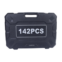 Kit d'outils à main professionnel 142 pièces en acier au carbone noir traité thermiquement, avec douilles et clés, pour atelier de réparation automobile