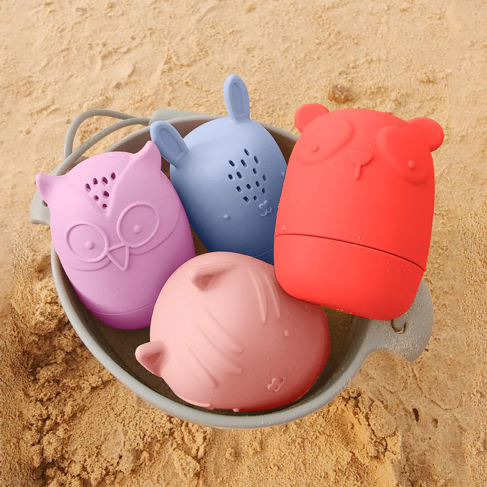 프로모션 사용자 정의 실리콘 목욕 장난감 동물 부동 곰 토끼 새끼 고양이 그릇 욕조 삐걱 거리는 목욕 장난감