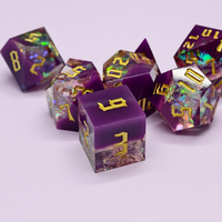 Musenluo MDN Résine transparente polyédrique double couleur tranchant peint à la main 7 pièces Dés Logo personnalisé Jeux de société