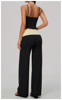 Débardeur de sport pour femme effet deux pièces, col licou, brossé, color block, extensible, séchage rapide, pour yoga, gym et course à pied