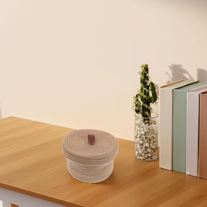 Modern <b>Storage</b> <b>Basket</b> Cotton Rope Braided Lid Seagrass PC Material for Coffee Table Desktop Sundries Cosmetic <b>Storage</b> - Product Image 3