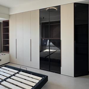 2026 Modern Family Bedroom Panel Wardrobe Simple Hanging Design Plastic with Glass Door <b>Floor</b> to Ceiling for <b>Home</b> Dining <b>Gym</b> - Product Image 2