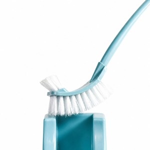 Ensemble de brosses de toilette en plastique avec support, outil de nettoyage à long manche pour salle de bain, en couleurs bleu, rose et vert - Product Image 4