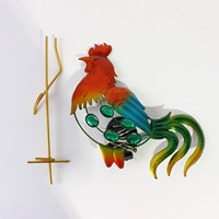 Lampe solaire poteau de jardin étanche en métal peinte à la main, thème animal (coq) avec écran LED, pour patio et allée
