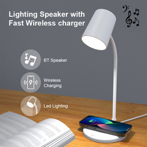 Không dây sạc LED Đèn với <span class=keywords><strong>Bluetooth</strong></span> Loa máy tính để bàn cạnh giường ngủ ánh sáng ban đêm cho máy tính và điện thoại di động ngủ tương thích - Product Image 4