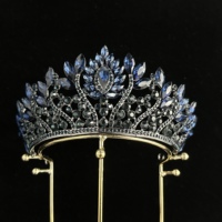 Couronne de concours de beauté baroque diadème nouveau design en alliage plaqué or cristal grande couronne pour mariage ou anniversaire