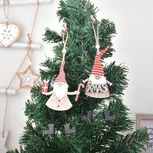 Wooden Christmas Gnome Ornaments Hanging Decorations Rustic Style <b>Mini</b> Figures For Tree Holiday Decor - Product Image 4