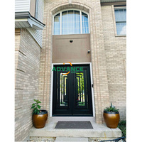 Porte-fenêtre de balcon noir français Porte battante en fer forgé Crittall Acier Verre Saloon Fenêtres et portes